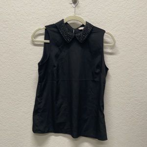 Banana Republic Jeweled Collar Sleeveless Black Top